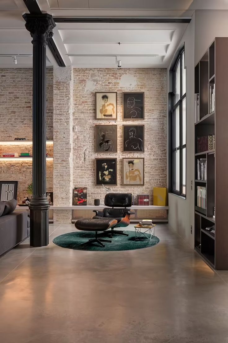Loft interior with brick and steel