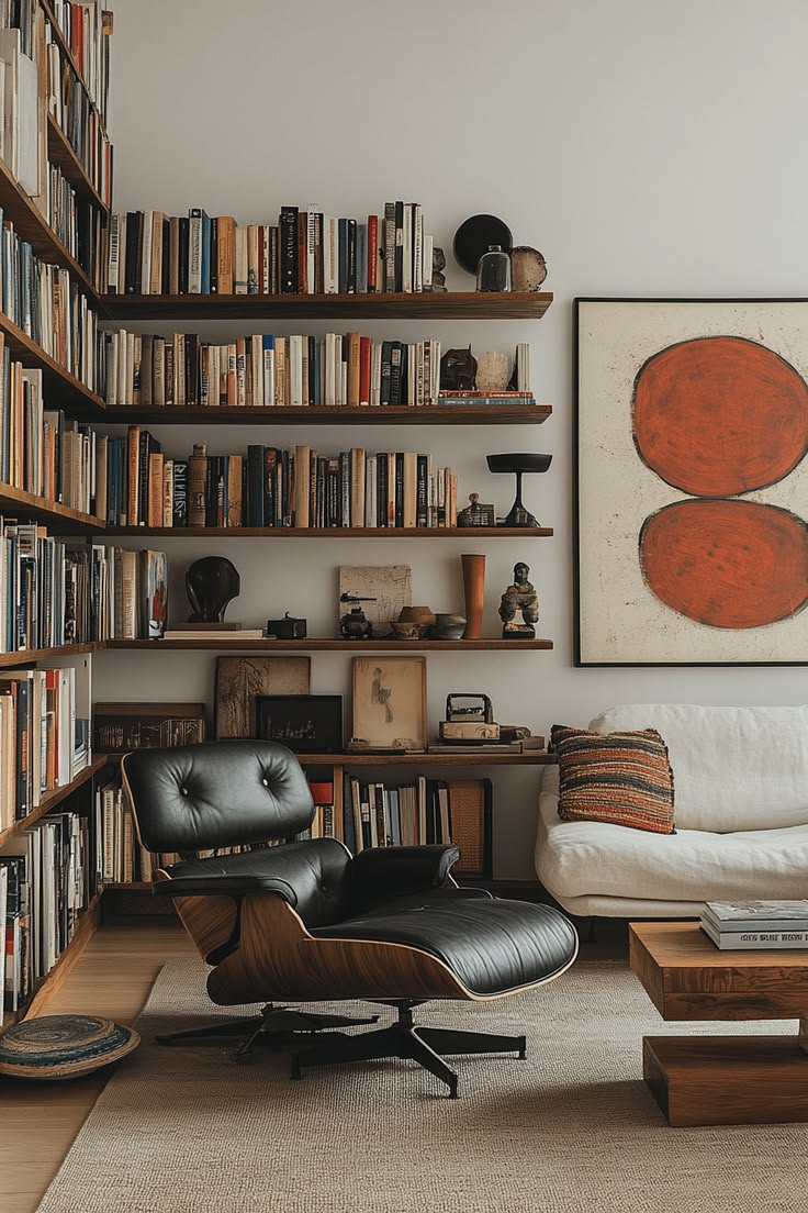 Warm wood library lounge